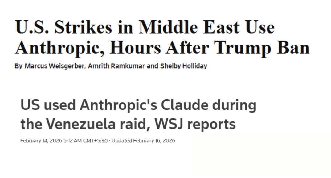 So Maduro gets kidnapped, and Khamenei is dead. 
US is hitting its objectives even harder than before. 

The conclusion I can draw it that we are using AI which is palatable to the people, the real super intelligence has been achieved and its CLASSIFIED.