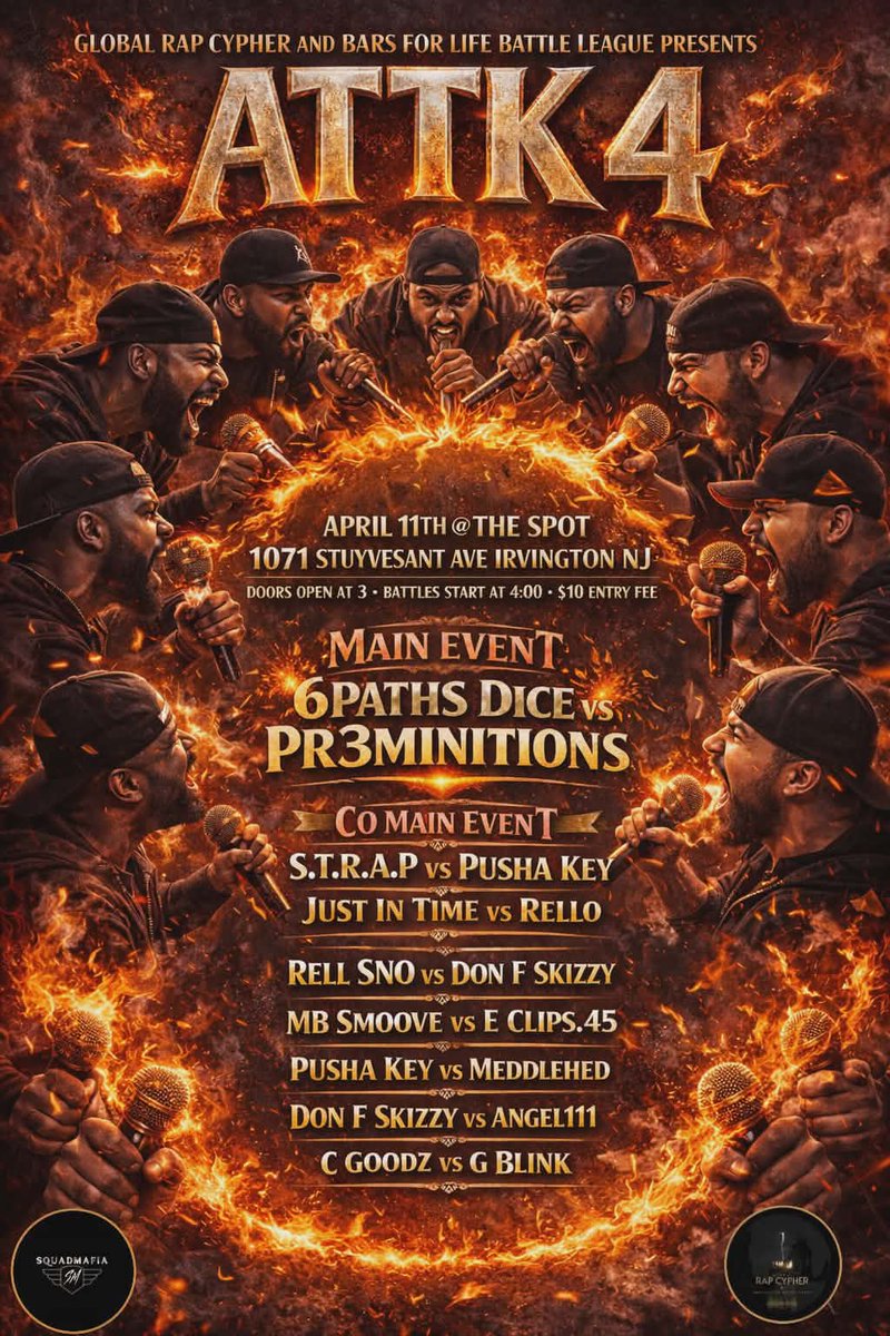mrdrockigbnj's tweet image. Global rap cypher and bars for life battle league presents ATTK4 iykyk but don't miss this gonna be epic and subscribe to GRC&amp;amp;BFLBL Network on YouTube #wedidthat #weglobal