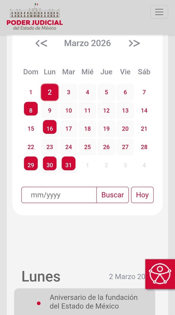 📢 Colegas, tomen nota

Este lunes 2 de marzo el Poder Judicial del Estado de México estará inhábil por el Aniversario de la Fundación del Estado de México.

Antes de formarse a las 8:00 a.m. con el escrito listo… revisen el calendario 😅 Solo es inhábil estatal. ⚖️