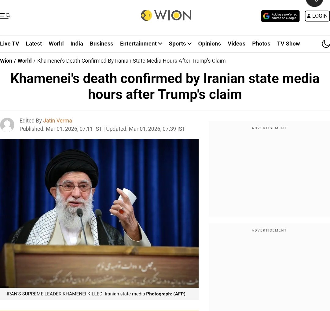 MohanPrakashTy4's tweet photo. Iran's Supreme Leader Ayatollah Ali Khamenei was killed in a joint Israeli-American military operation. #Khamenei https://t.co/wl4lnjomhA