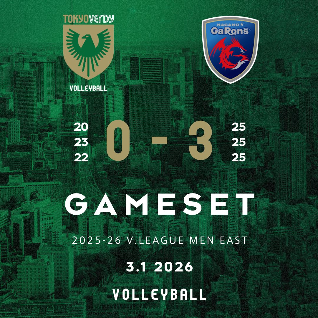 2025-26 V.LEAGUE MEN EAST #東京ヴェルディ 🆚 #長野GaRons #東京