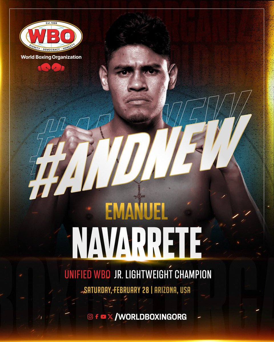 WorldBoxingOrg's tweet image. Victory by TKO! 🥊

Emanuel Navarrete gets it done in emphatic fashion—
TKO victory! NEW UNIFIED Jr. Lightweight Champion. 🇲🇽🔥

Pressure. Power. A championship statement.
#BeltsMatter