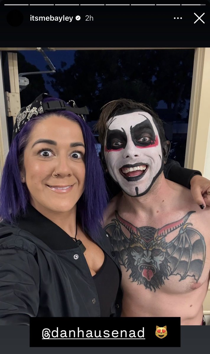 Fightful's tweet image. Bayley and Danhausen!