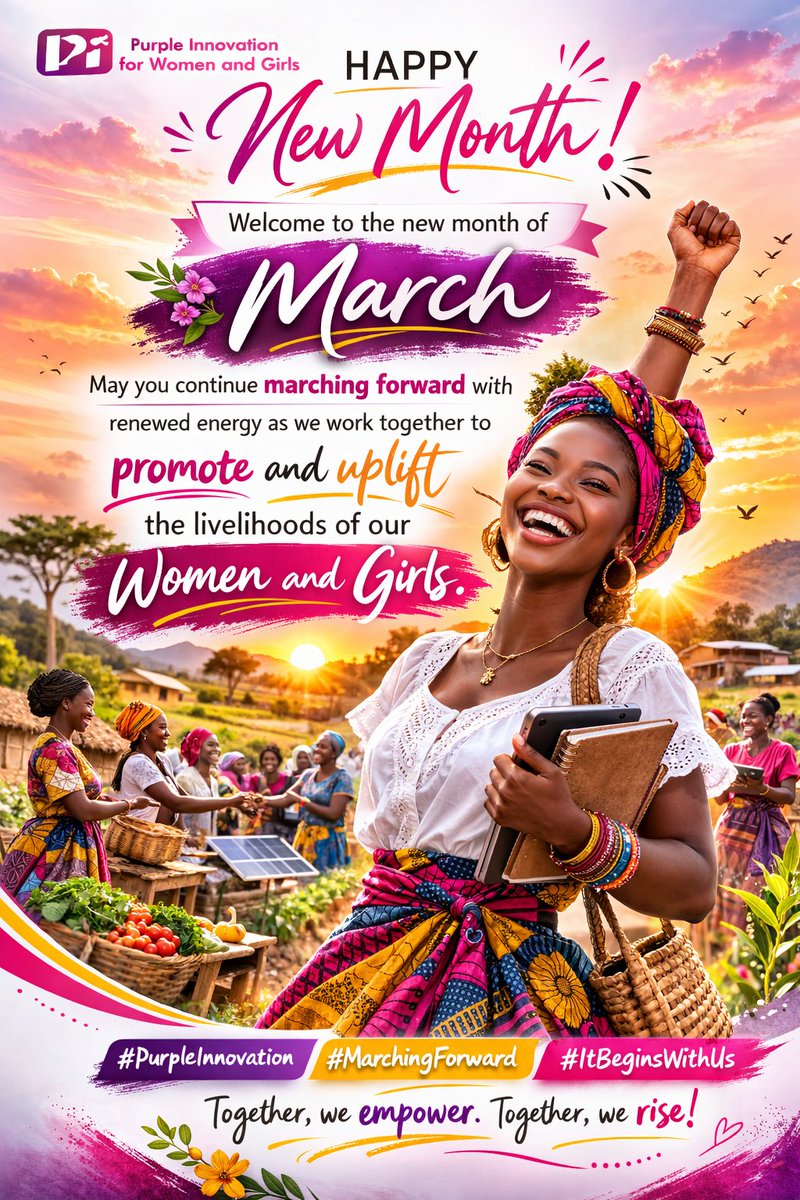 PurpleInnovate's tweet image. HAPPY NEW MONTH!

Welcome to the new month of March. May you continue marching forward with renewed energy as we work together to promote and uplift the livelihoods of our women and girls.

#PurpleInnovation #MarchingForward #ItBeginsWithUs