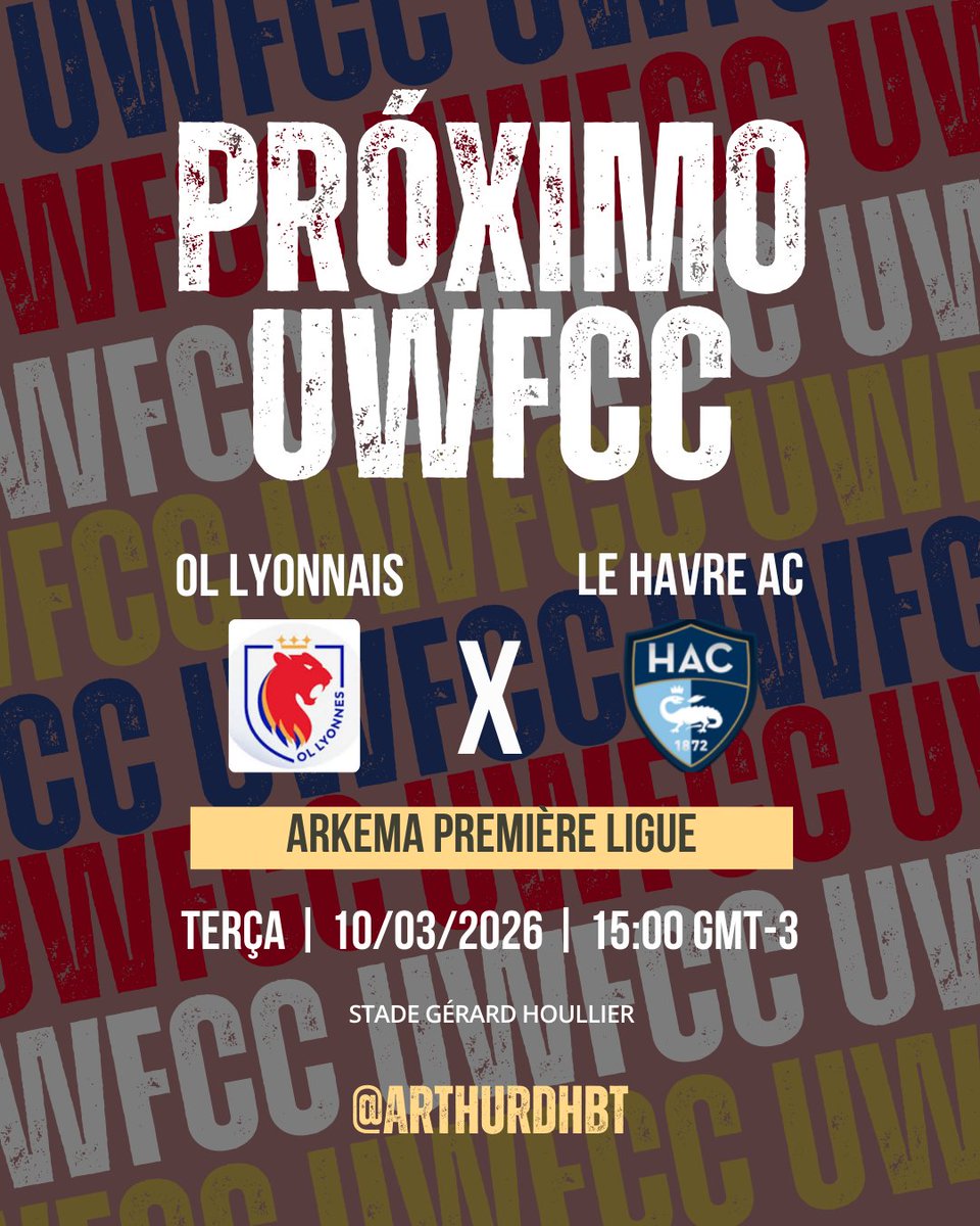 arthurdhgames's tweet photo. Próximo jogo do cinturão feminino será em partida válida pela Arkema Première Ligue no Stade Gérard Houllier. Olympique Lyonnais desafia Havre Athletic Club.

#OlympiqueLyonnais #HavreAthleticClub #ArkemaPremièreLigue #StadeGérardHoullier #ufcc #uwfcc https://t.co/wI79LtQAIt