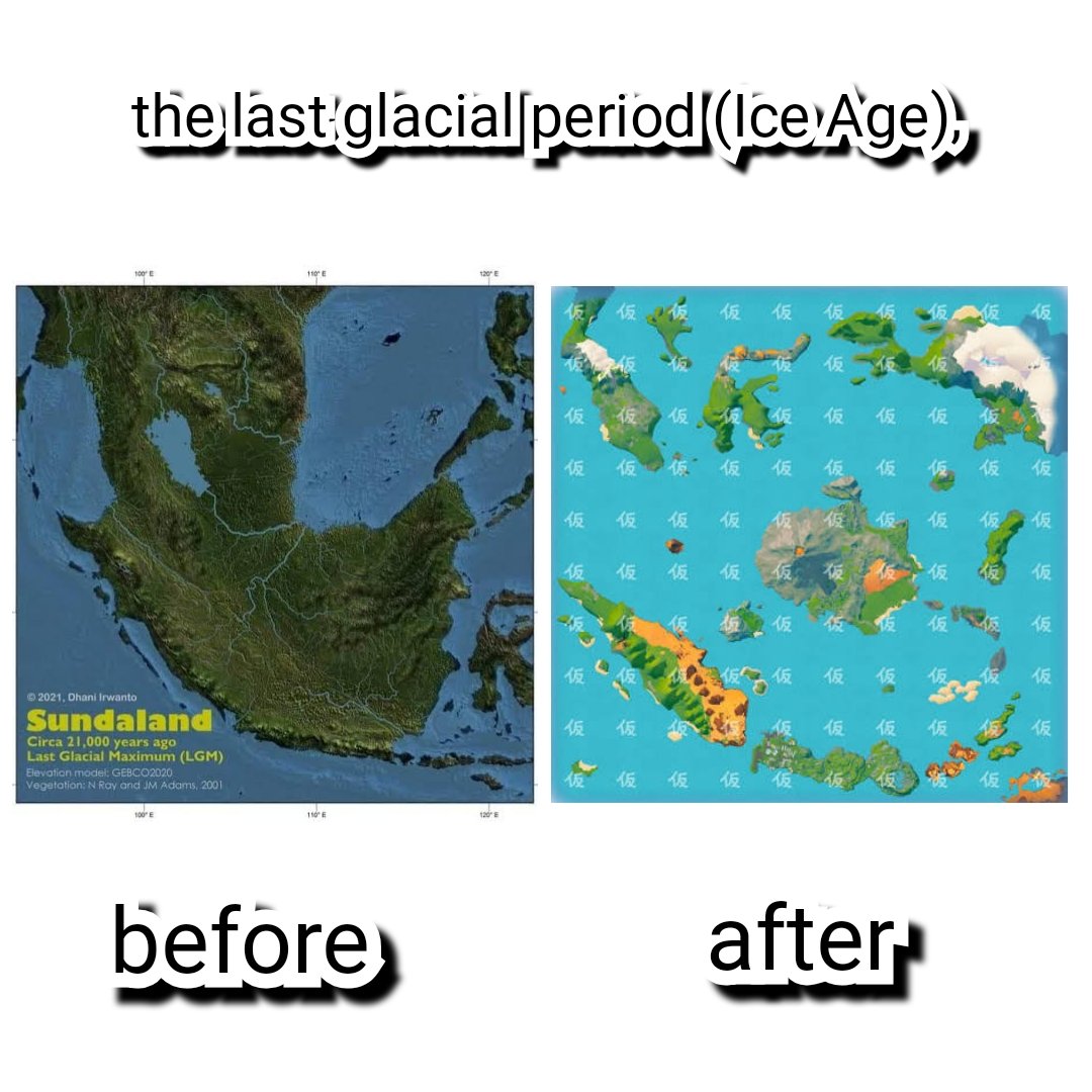 Hyang_Manon's tweet photo. This is a special map for Pokemon Gen 10

Before  =  Sundaland  🌏
After  =  INDONESIA  🇮🇩 🇮🇩 🇲🇨 https://t.co/liaoIqfp7A