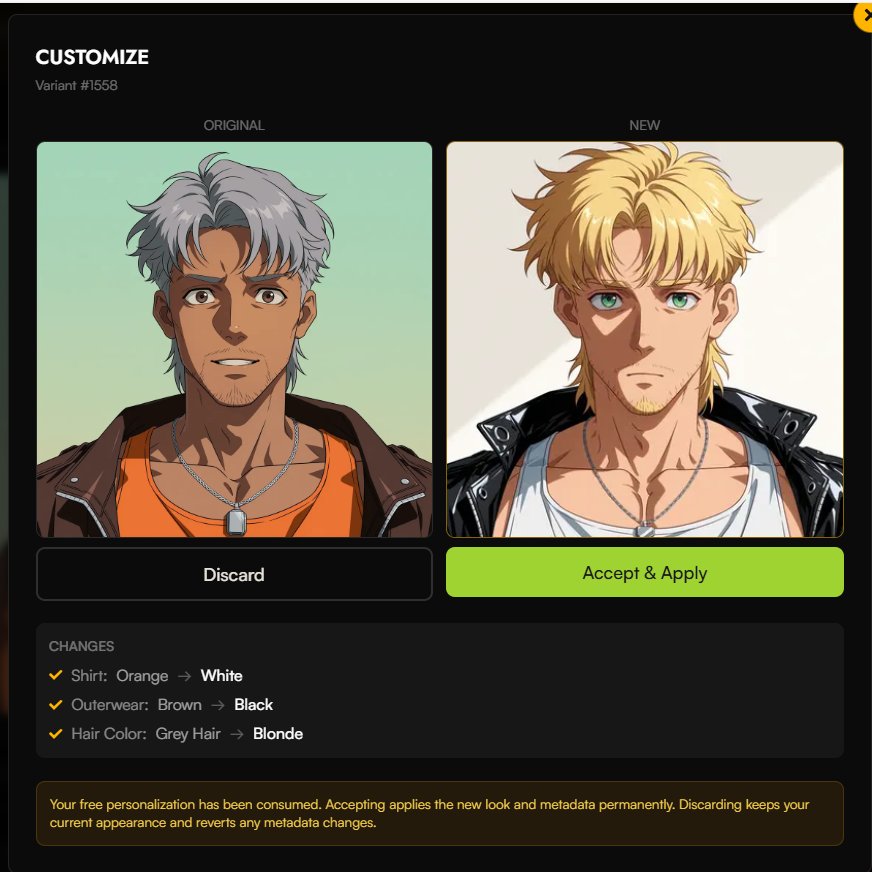dutuchcryp15's tweet photo. I just experimental on the #playvariance Customize Your Variants on @Somnia_Network
You can make cool changes to your @playvariance NFT like the skin tone, eye color, hair color, outerwear color.
Customization ends a month from now each variant NFT gets one free appearance reroll (Change your colors and expression).
Let the artist in you run wild, increase the aura of your NFT.
Gm CT, may the new month be productive to us all, Stay with somnia Always 💚💜