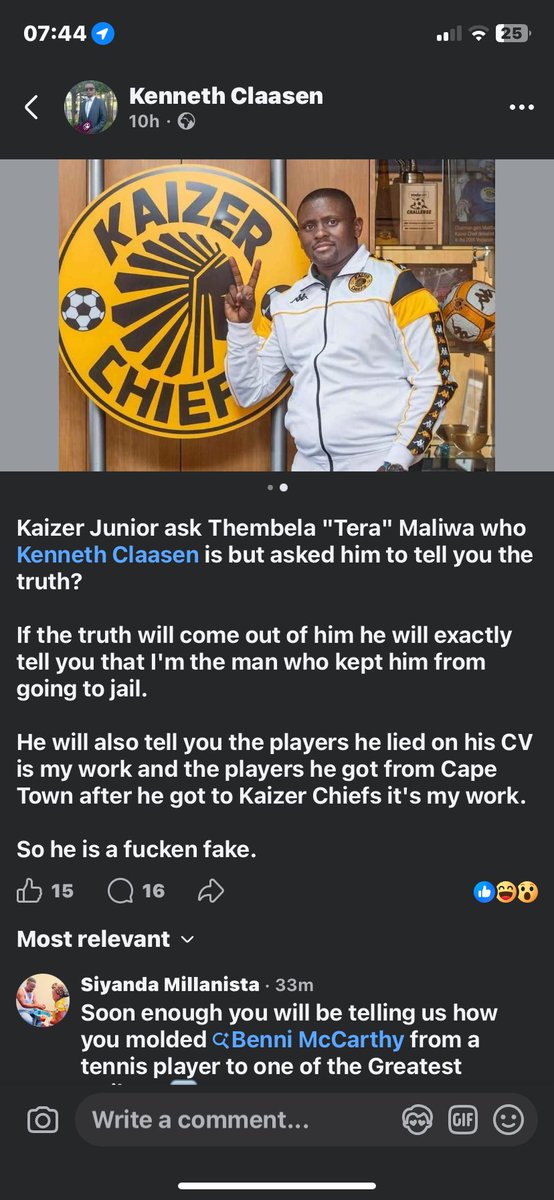 Mthuthuzeli19's tweet photo. @MaliwaThembela 

Bra Tera, this Kenneth Claasen guy is really pushing his luck. Im sure this is not true..,. https://t.co/URLrkdBG1U