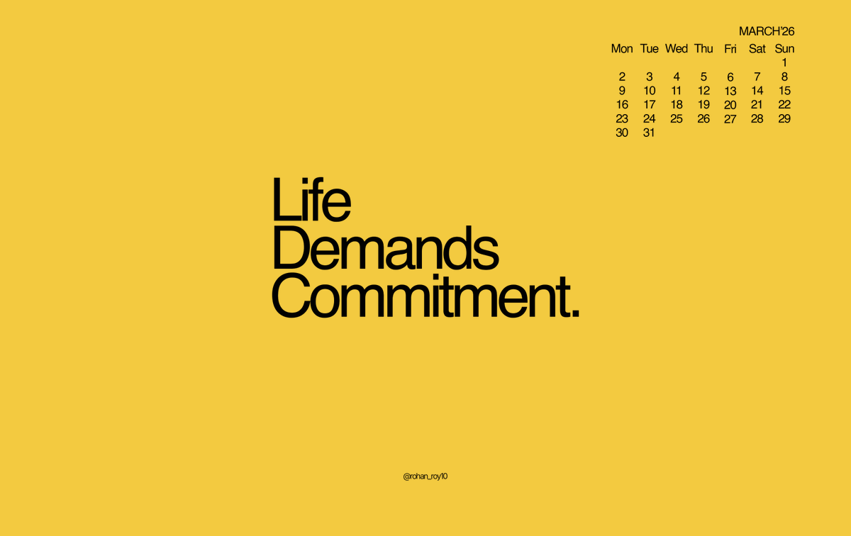 rohan_roy10's tweet photo. New month. New momentum.
March ’26 wallpapers are live 🌱
Minimal. Intentional. Made to ground you. (1/2)
#MarchWallpaper #Digital #MinimalWallpapers #Wallpapers #MindfulDesign #WordsToLiveBy #MarchVibes https://t.co/C6hAHR7cMD