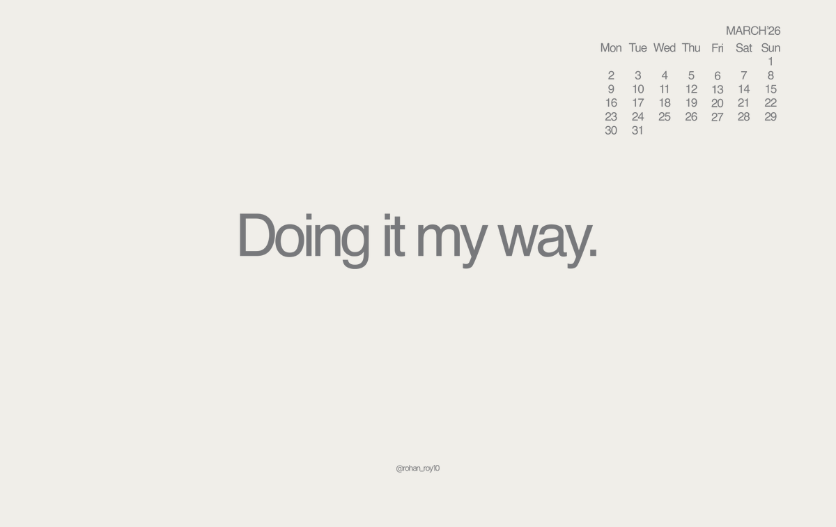 rohan_roy10's tweet photo. New month. New momentum.
March ’26 wallpapers are live 🌱
Minimal. Intentional. Made to ground you. (1/2)
#MarchWallpaper #Digital #MinimalWallpapers #Wallpapers #MindfulDesign #WordsToLiveBy #MarchVibes https://t.co/C6hAHR7cMD