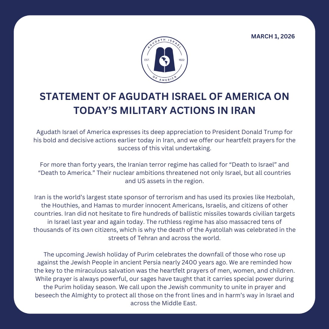 Agudath Israel of America tweet media