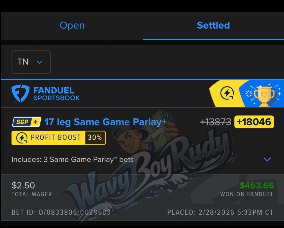WavyBoyMigo's tweet photo. Cash The NBA +18,046 Mega Lotto!!🙏🏼✅✅ #GamblingX #GamblingTwitter #MegaLotto #fanduelparlays https://t.co/8TUFk8vSkW