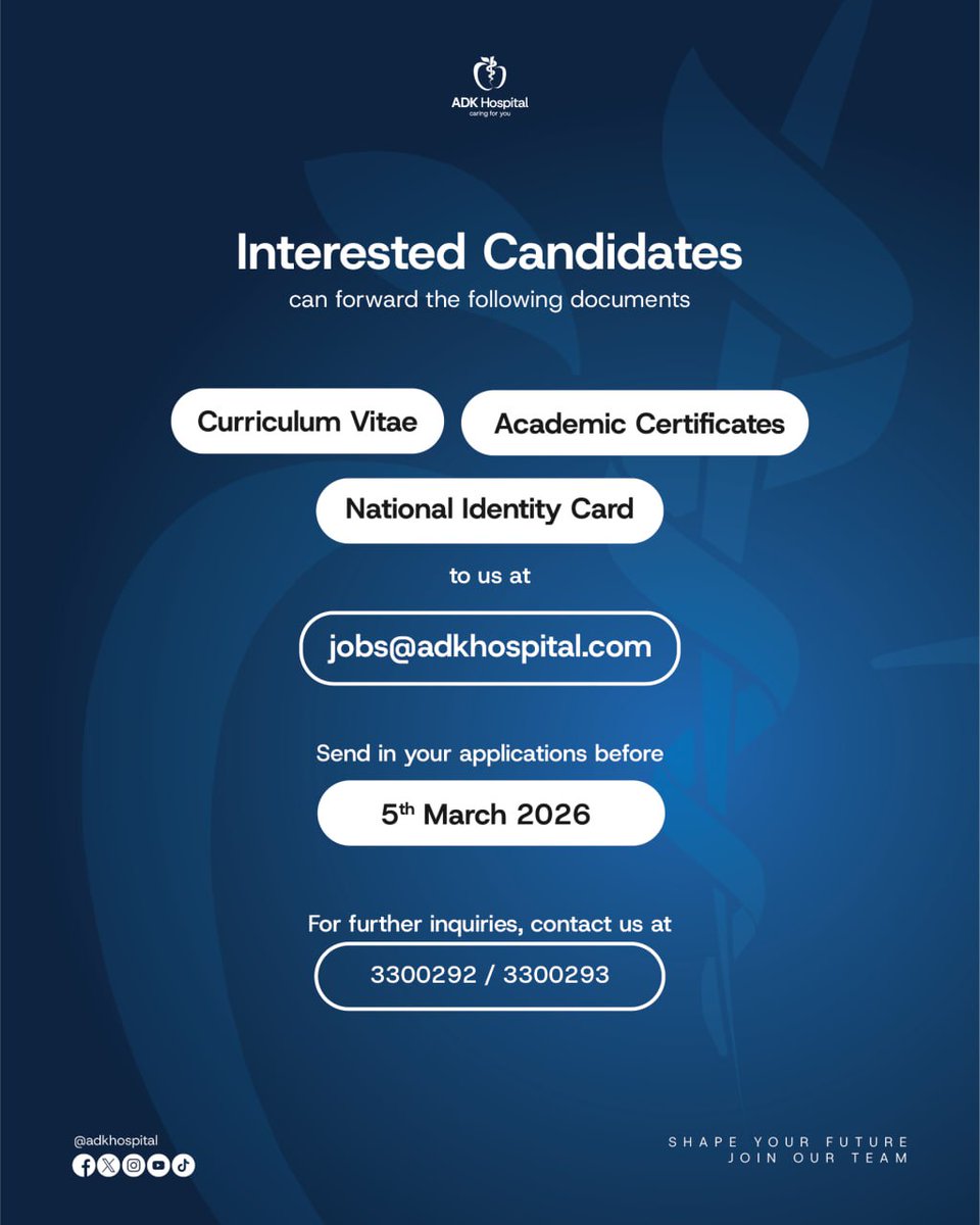 ADKHospital's tweet photo. Job Opportunity!
#ADKHospital #CaringForYou #TeamADK https://t.co/UknglWGf9D