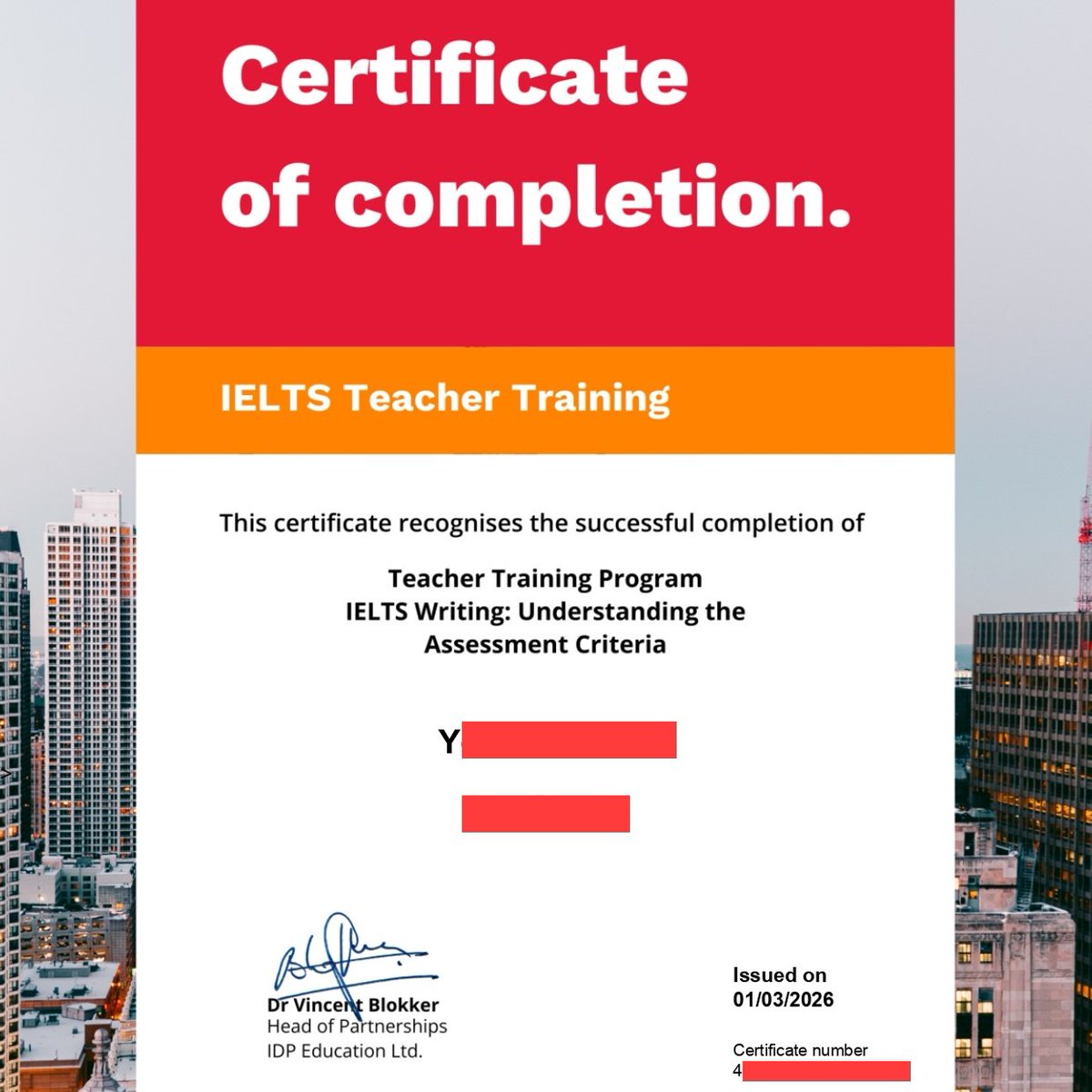 2 weeks since the last batch of my Free #IELTS Class Season 1.

during the break, I allocated the time to level up and today I just completed a Teaching Training Program: IELTS Writing🎉

so excited to start Season 2 soon! anyone interested?✨️