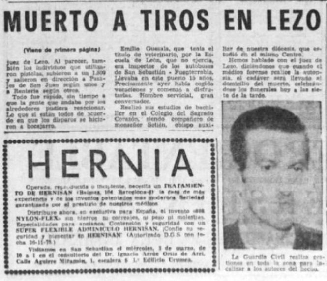 ConsuorF's tweet photo. #TalDiaComoHoy de 1976 #ETA asesinó a EMILIO GUEZALA en #Lezo, era inspector de autobuses. Salía con su primo de un bar cuando desde un coche en marcha  les ametrallaron. Su primo resultó herido en una pierna.

Como a tantos otros le acusaron también de confidente.

#Impune

🧵 https://t.co/n4hNe9eNn5