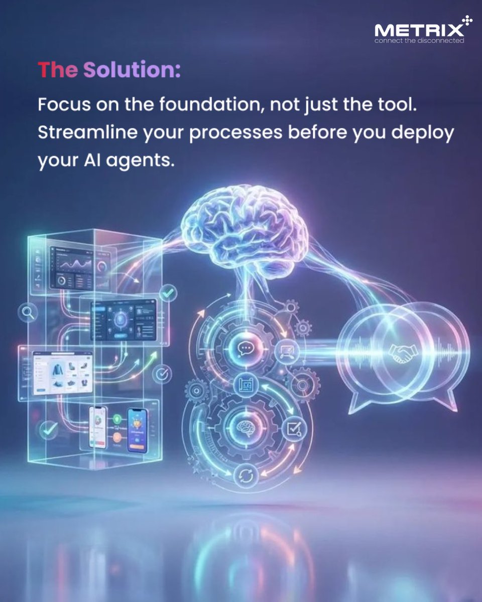 metrixplus1's tweet photo. 40% of AI agents fail. 📉
It’s not a tech problem; it’s a process problem. You can’t automate chaos and expect efficiency. Build a strong foundation of streamlined, agile processes first—then let the AI agents follow. 🤖✨ #AgenticAI #WorkflowOptimization #EnterpriseAI https://t.co/cgNzCiOKzR