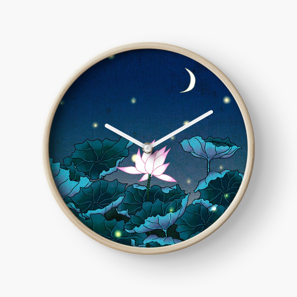 QamarArt's tweet photo. Let peace fill your time. 🌙✨

My "Lotus &amp; Fireflies" art is now a beautiful wall clock. Bring a dreamy, glowing night pond into your room. 🪷

🛒 Shop: https://t.co/O1AEZEVvJW

#Lotus #WallClock #HomeDecor #Redbubble #Aesthetic #NightVibe https://t.co/Vrzjf6vQeH