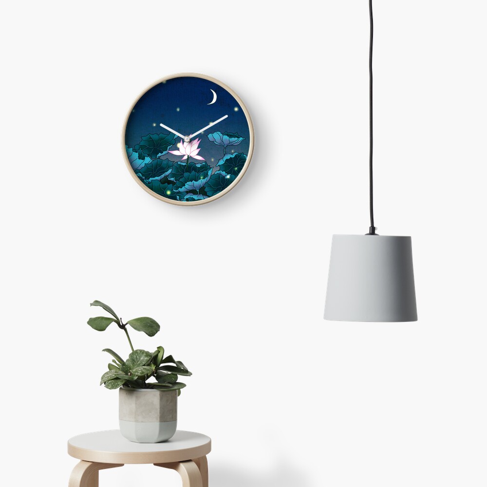 QamarArt's tweet photo. Let peace fill your time. 🌙✨

My "Lotus &amp; Fireflies" art is now a beautiful wall clock. Bring a dreamy, glowing night pond into your room. 🪷

🛒 Shop: https://t.co/O1AEZEVvJW

#Lotus #WallClock #HomeDecor #Redbubble #Aesthetic #NightVibe https://t.co/Vrzjf6vQeH