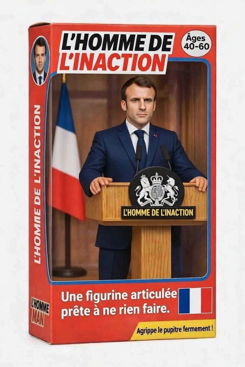 Vous avez aimé « Action Man » ? Vous allez adorer « Inaction Man » ! Il ne fait rien mais il parle beaucoup 🙄👎#EmmanuelMacron #Macron #Iran #Trump #Khameini