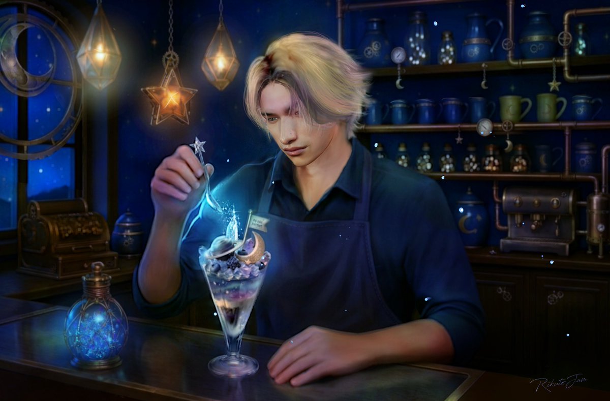 Midnight Planet Parfait As the midnight bell strikes midnight, A moon-shaped sign lights up quietly in a corner of town. A lost lamb pushes open the door.　#Secondlife #Ai