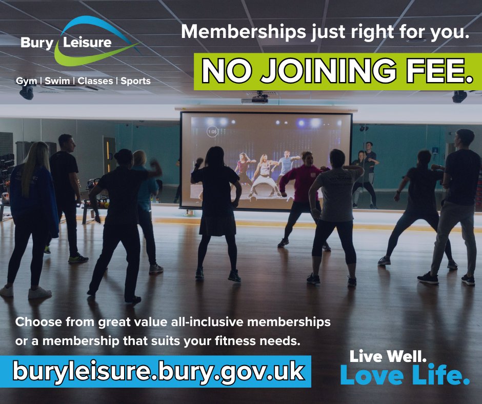 BuryLeisure's tweet image. Let's give it all in 2026 with one of our memberships, starting from just £15 pm*👊

❌NO JOINING FEE❌

Also:
💻10 days advance booking
🚗Free parking
😊+ more!

Find one that's just right for you:
( buryleisure.bury.gov.uk/memberships )

#Gym #Swim #Classes #Sports #BuryLeisureMembership
