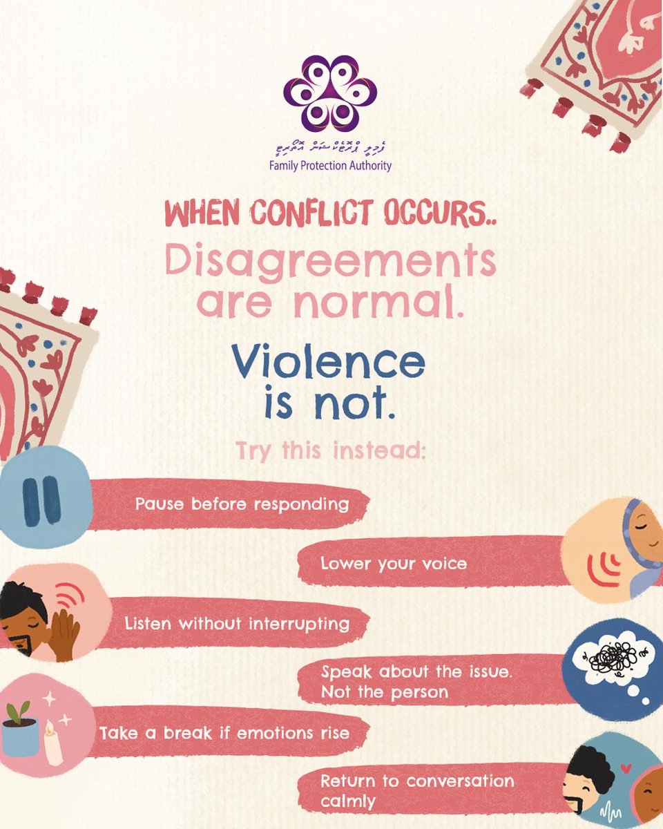 This Ramadan, let’s practice patience and kindness at home.
Disagreements are normal but violence is never the answer.
Pause, listen, and respond with calmness.
Healthy communication strengthens family bonds and teaches children to respect each other.