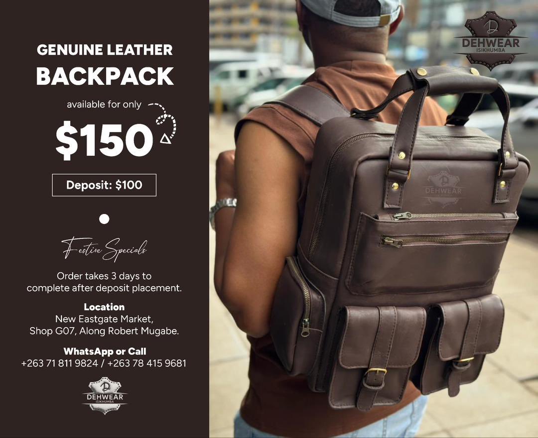 DEHWEAR's tweet image. Dehwear got your back 🎒

Built from genuine leather, this backpack is designed to carry your essentials with style, strength, and confidence.
Perfect for work, travel, or everyday movement — crafted to last and age beautifully with time.

#Dehwear #Isikhumba #LeatherBackpack