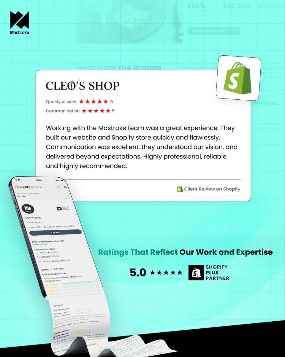 TheMastroke's tweet photo. “A true partner, offering sharp marketing insight and reliable support.”
At Mastroke, we don't just build stores; we build the infrastructure for your success.
#ShopifyPlusPartner #EcommerceGrowth #ClientSuccess #ShopifyExperts #Mastroke https://t.co/jymK8hwb61