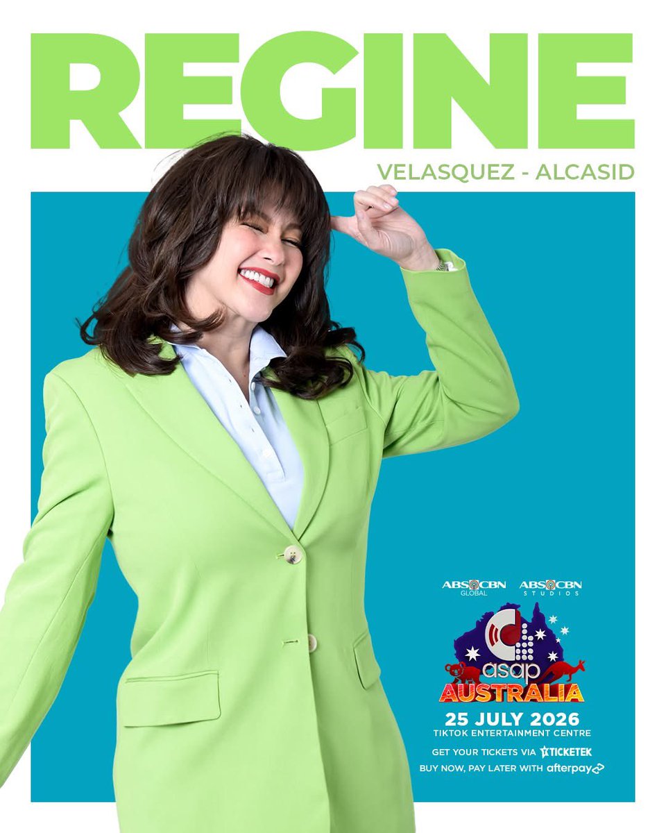 Get ready for a spectacular showcase of world-class talent with <a href="/reginevalcasid/">regine alcasid</a> and other Kapamilya artists, bringing a piece of home wherever you are. ✨
 
🗓️ July 25, 2026
📍 TikTok Entertainment Centre

Visit bit.ly/ASAPAustraliaT… and Get Up to $71 savings! (Feb 16–Mar 15)