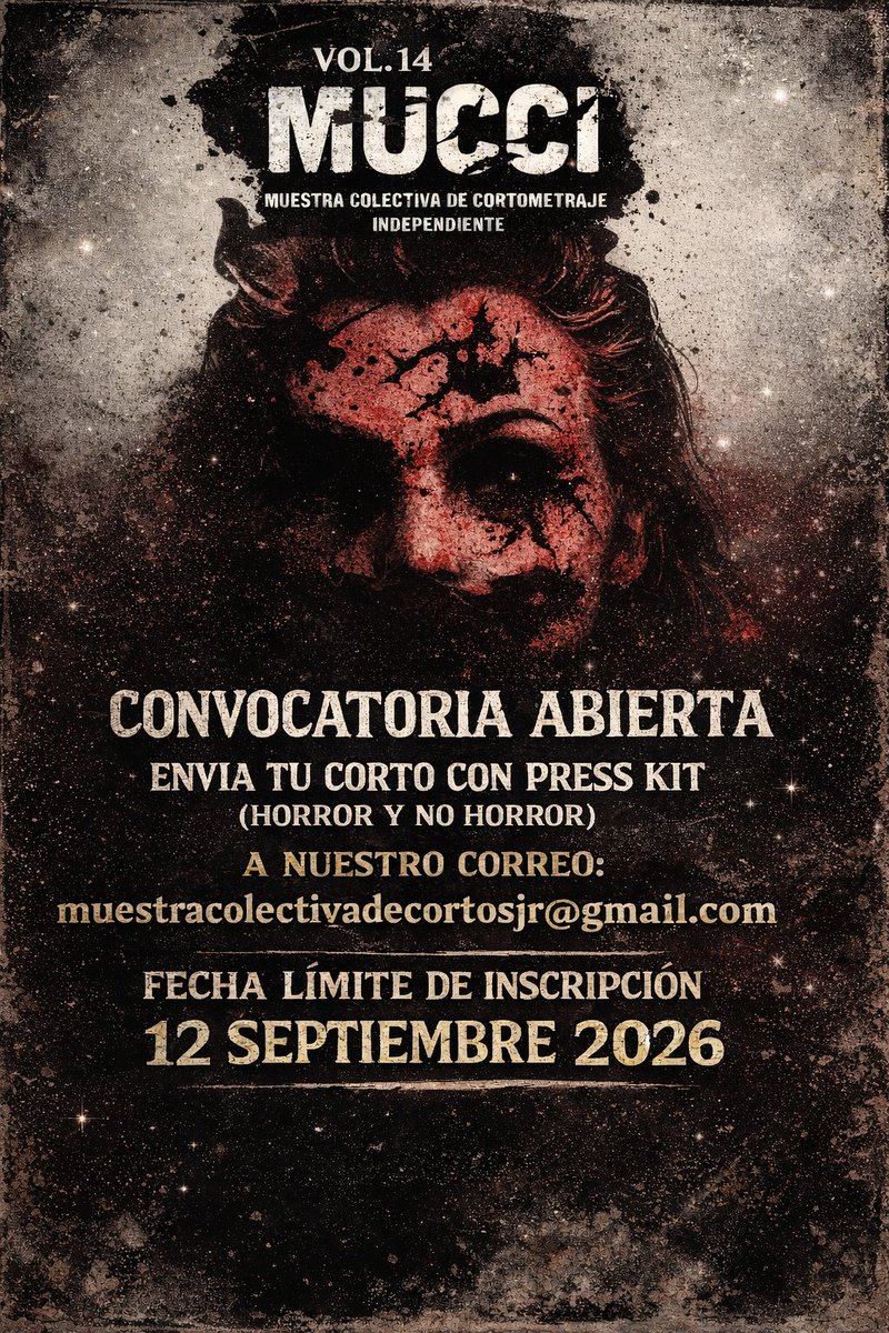 Hoy es un gran día. Tenemos convocatoria para nuestra 14a Muestra Colectiva De Cortometraje Independiente.  Estaremos recibiendo proyectos de Cortometraje. Manden sus proyectos no mayor  10 min Horror y no Horror a muestracolectivadecortosjr@gmail.com 
Fecha 12 de septiembre 😉
