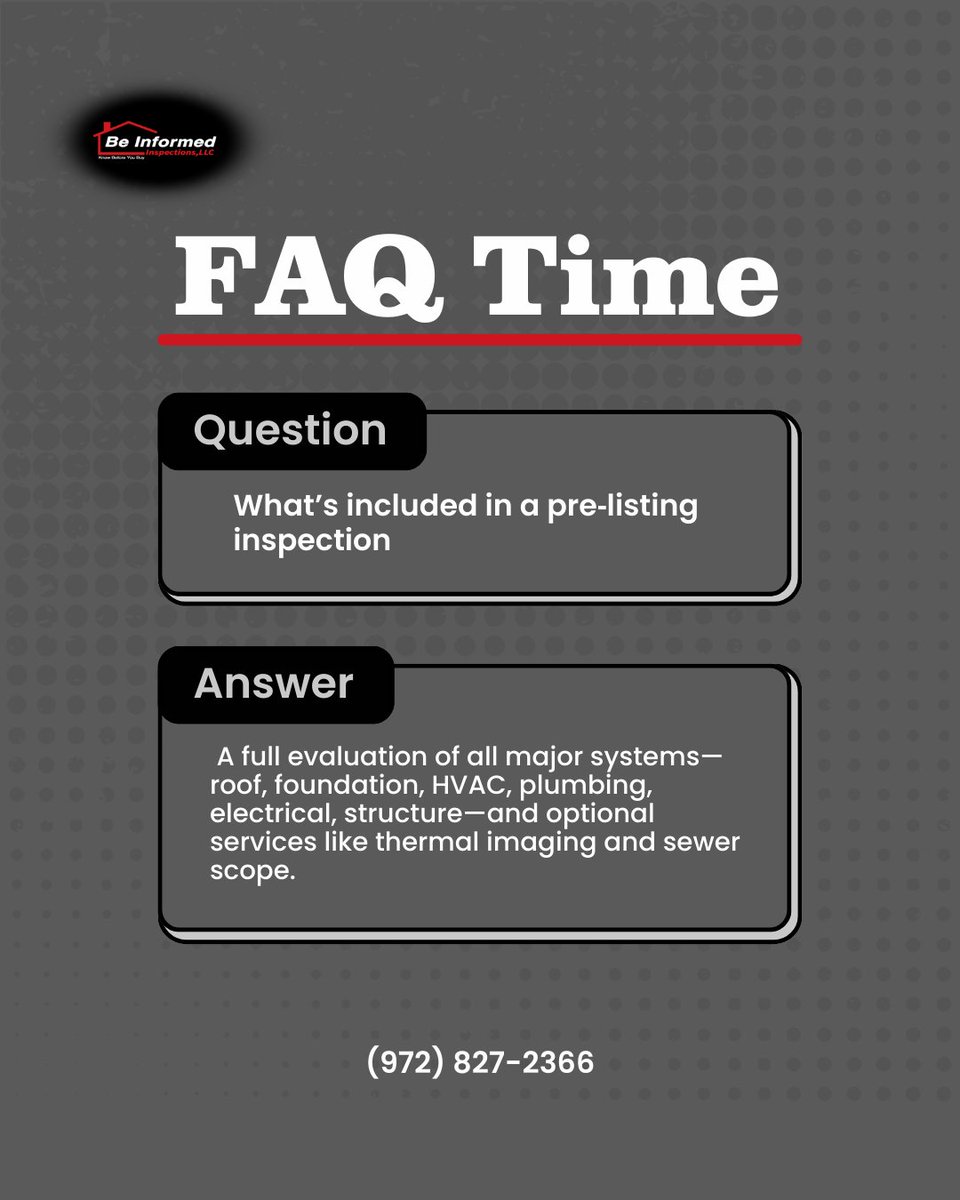 BeInformedIns's tweet photo. Listing your home soon? One of the most common questions we hear during real inspections is what actually gets checked before selling. Our latest FAQ helps sellers know what to expect. Read more 👉 https://t.co/MUZcaibXyz #HomeInspection #HomeSelling #RealEstateTips https://t.co/zj0rfa0uA8