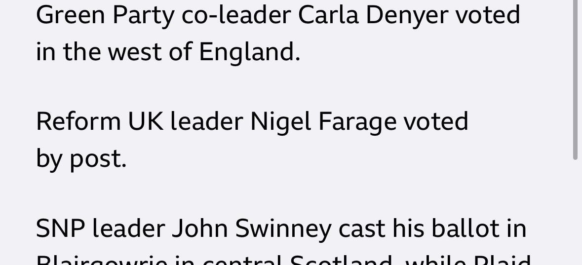 Hi <a href="/Nigel_Farage/">Nigel Farage MP</a>, are you elderly or infirm?

Because in 2024, when you stood for election you voted by post (in Kent because you didn’t, and still don’t live in Clacton).

Please don’t tell us all you don’t practice what you preach.

#PostalVoting