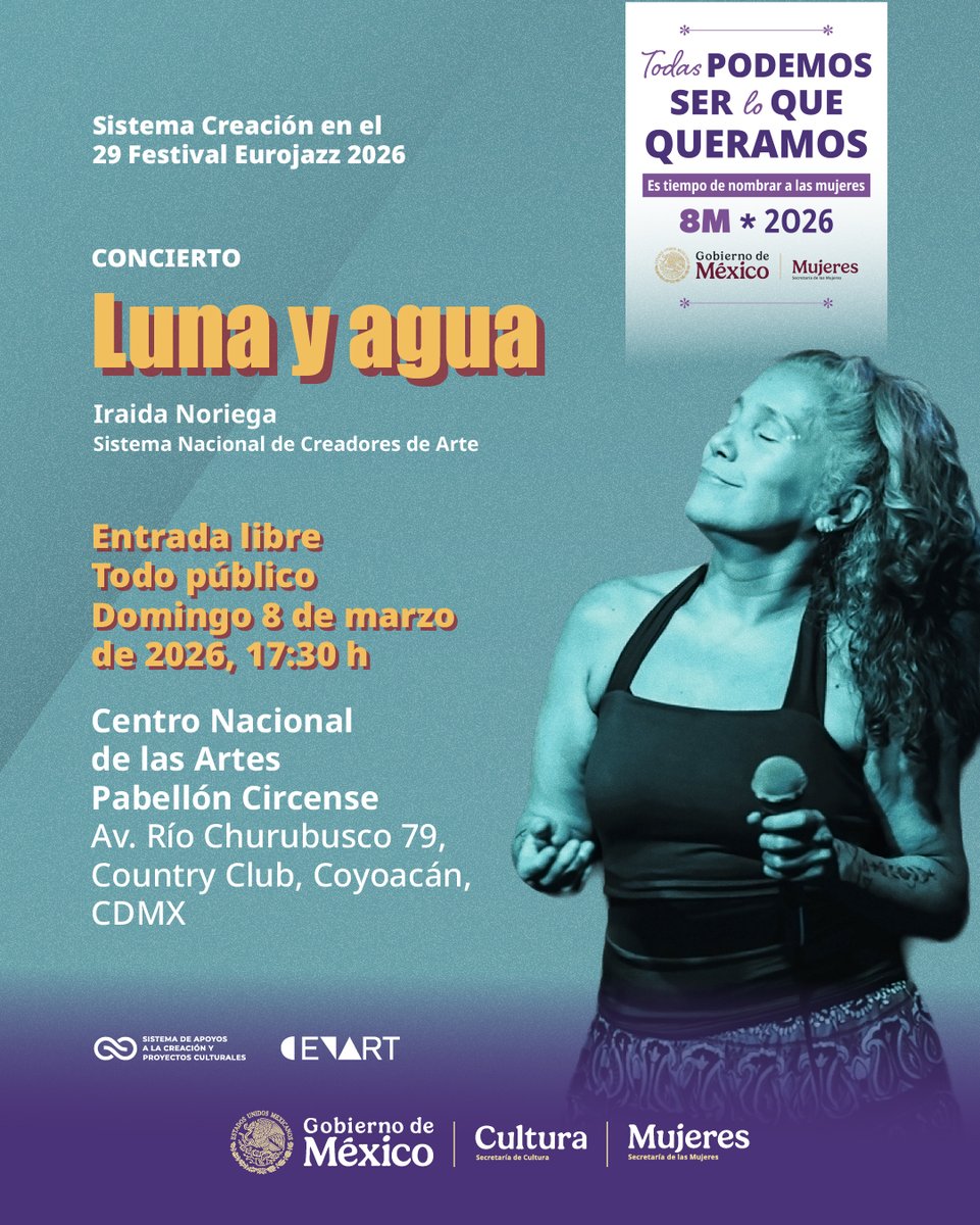 SistemaCreacion's tweet photo. Iraida Noriega (SNCA) ofrecerá el concierto "Luna y agua" el próximo sábado en el marco del Eurojazz 2026. Entérate de todos los detalles en entrevista con @notisucasaRE a través de @RadioEducacion.

Entrevista: martes 3 de febrero, 9:30 h
A través de 96.5 FM y 1060 AM https://t.co/m0BKn9xYqv