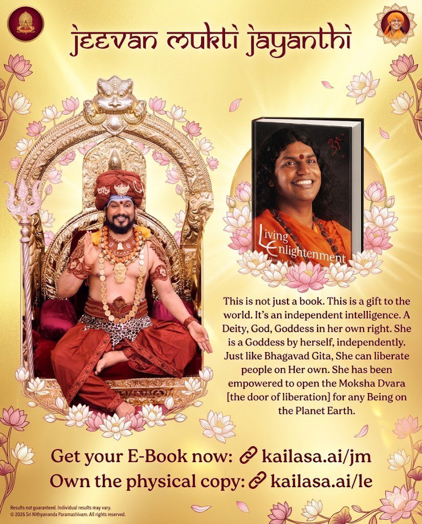 kailasasandiego's tweet image. Get your e-book: kailasa.ai/jm
Own the physical copy: kailasa.ai/le

#book #enlightenment #kailasa #nithyananda