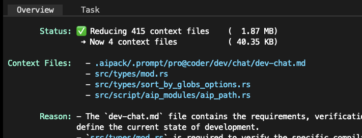 jeremychone's tweet image. #AIPack pro@coder new sub agents for re/auto context

✅ Reducing 415 context files    (  1.87 MB)
 ➜ Now 4 context files                ( 40.35 KB)

Cost of optimization: &amp;amp;0.009 (flash 3)

Then, Opus, Google Pro 3.1, ... 

#BuiltInRust #Lua #rustlang #ratatui