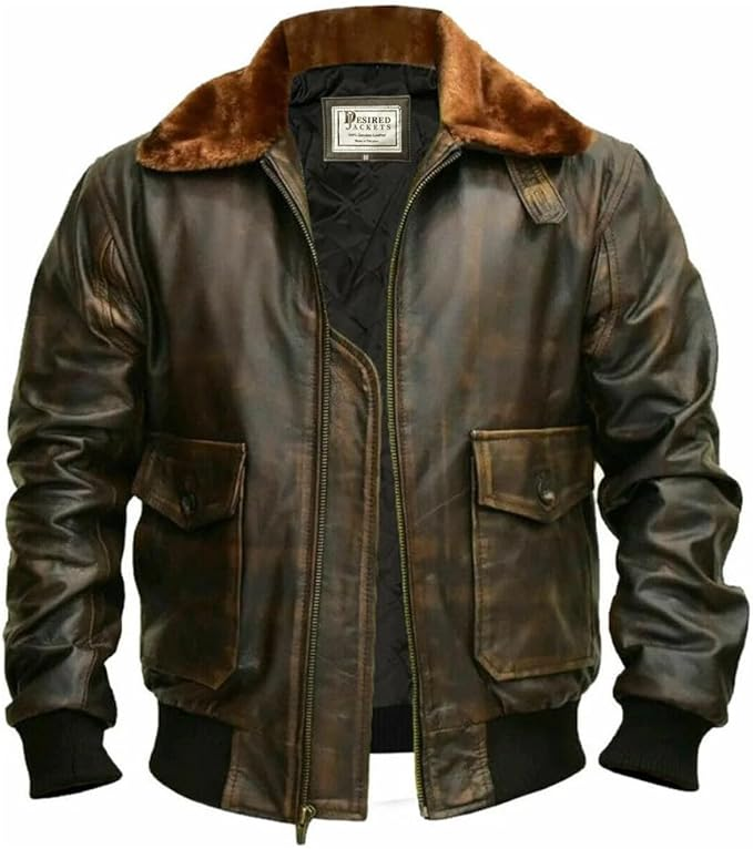 -Mens G-1 Fur Collar US Navy Flight Distressed Brown Aviator Genuine Leather Jacket 
-Maker: Desired Jackets Store
-Price: $149(Not including shipping)  
-Link: amazon.com/Desired-Jacket…

#Jschlatt #Schlatt #SchlattSweaters