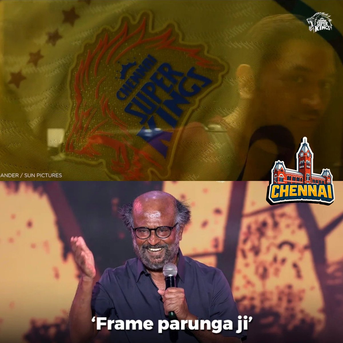 memeschennai's tweet photo. This frame is lit 🔥
5 stars in a CSK jersey ⭐⭐⭐⭐⭐ × MS Dhoni 🦁💛
Whattaa frame! 😎
#ThalaForever #MSDhoni #CSK #LegendMoves #IPL2026 #KingOfFinishes https://t.co/JbrrZesdju