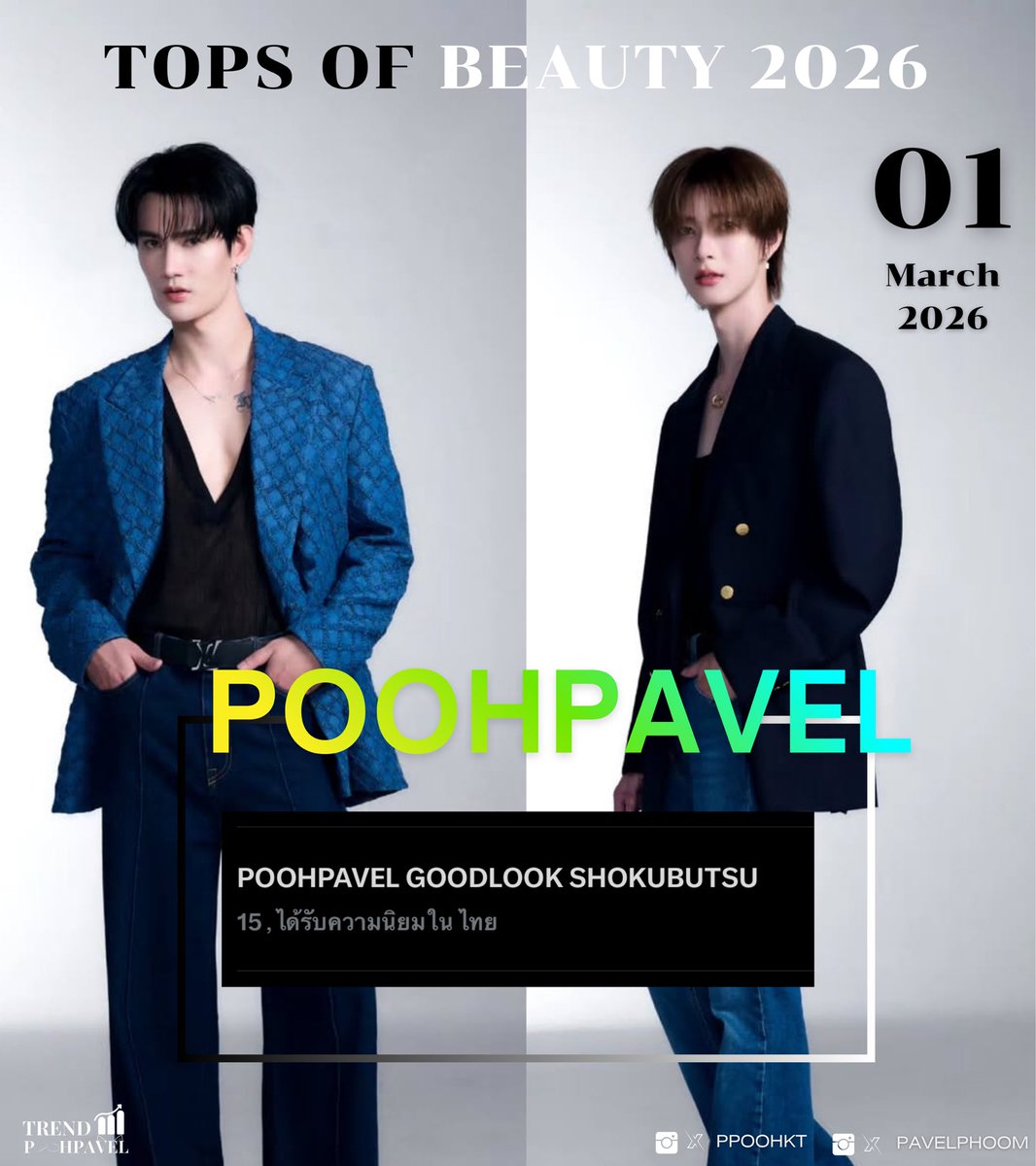trendpoohpavel's tweet image. เก่งมากทุกคน! ไปต่อยังไม่จบ! 
#️⃣ เพิ่มแฮชแท็กด้วยนะทุกคน

🔑 KEYWORD No. 15 THAILAND 🇹🇭

POOHPAVEL GOODLOOK SHOKUBUTSU

#PPVxTopsWithShokubutsu

#Topsofbeauty2026 #Tops #ShokubutsuMonogatari