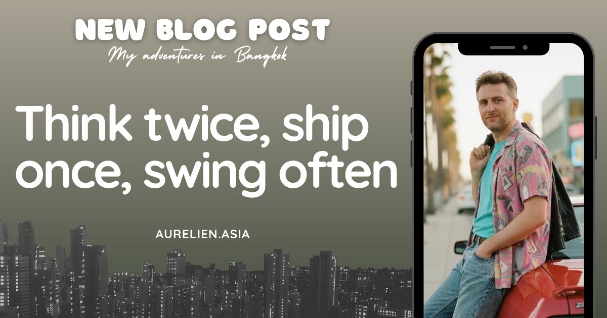 Research first, code later. My methodology evolved
 
90% fail: the uncomfortable truth of indie hacking
 
Golf swings between builds
 
Week #18 in Bangkok - New blog post 👇

aurelien.asia/think-twice-sh…

(featuring: slow wins and long climbs)