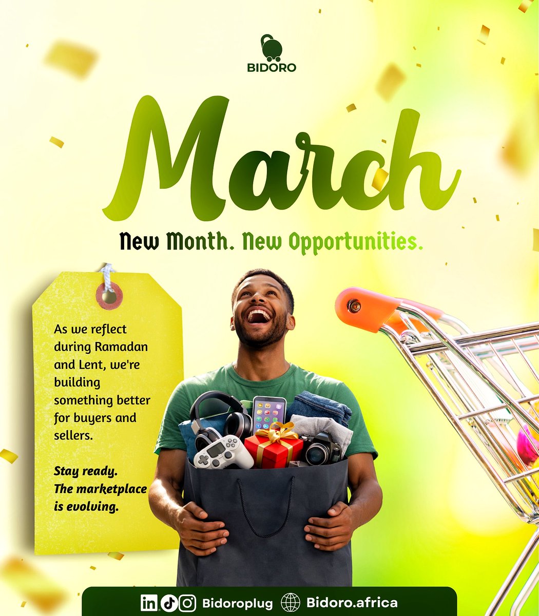 Bidoroplug's tweet photo. The marketplace is evolving.
This month, we wish clarity and strength to everyone observing Ramadan and Lent. At Bidoro, we’re creating more opportunities for you to grow.
#Bidoro #ShopSmart #SellBetter #NewMonthGoals #ecom #vdm #happynewmonth https://t.co/BaBUcJx7Vv