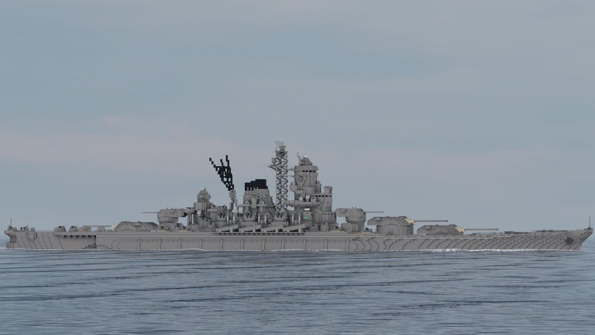 AvexLegends's tweet photo. 日本戦艦。 
モデルは最近発売された日本海軍 異世界戦艦「大和」昭和40年1965 。 
#マイクラ軍事部 #Minecraft軍事部 https://t.co/FB896j130W