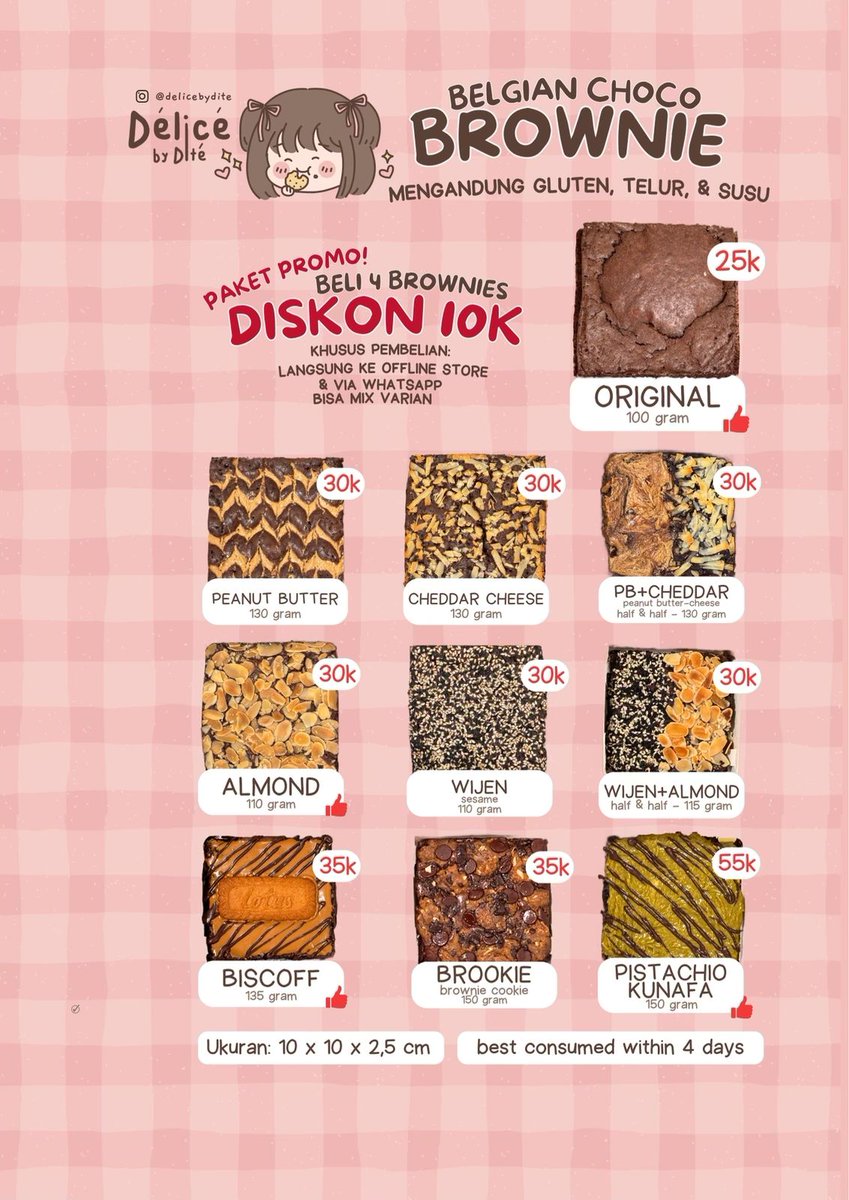 delicebydite's tweet photo. Isi hampersnya nggak kaleng-kaleng:
🍪 soft cookies lumer
🍫 brownies fudgy parah
🧀 cheesecake creamy
🌱 roti vegan (aman lactose intolerant)
✨ kue kering renyah nagih
Bukan yang keras kayak chat terakhir dia ya. https://t.co/SMRbjIha6D