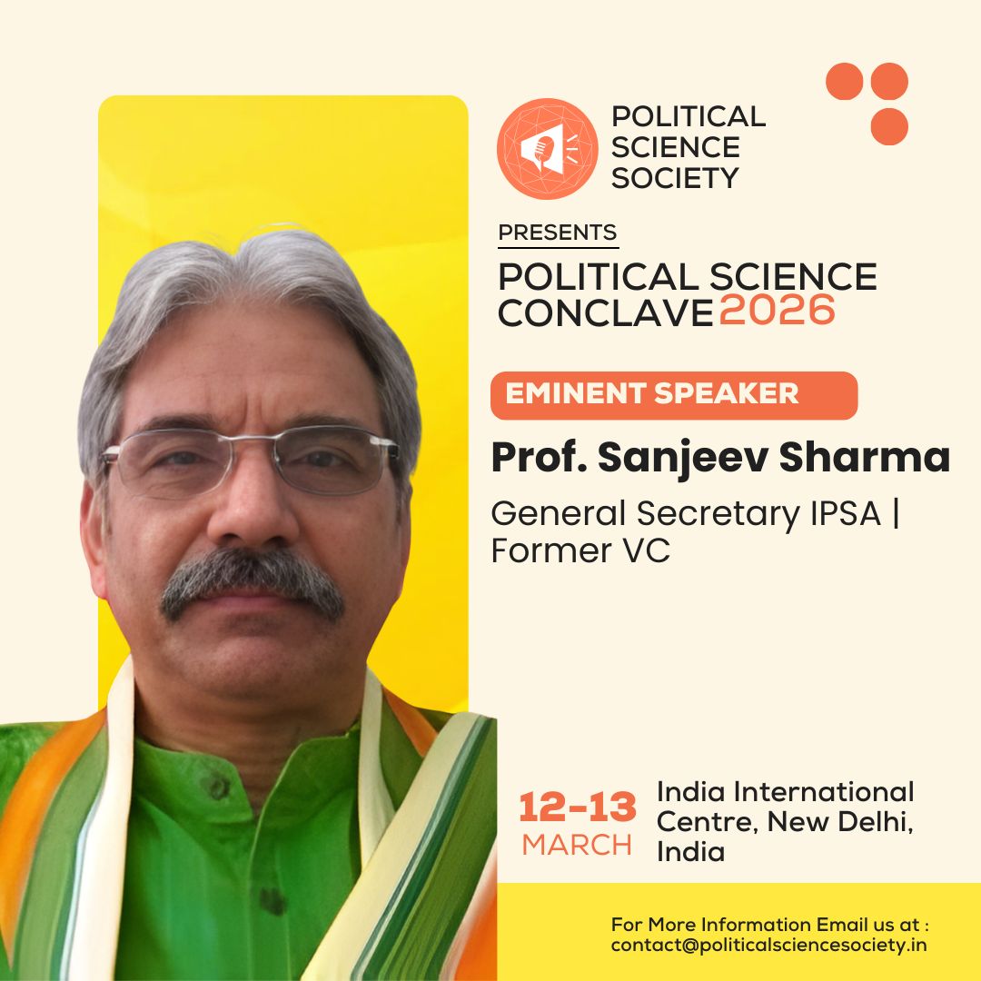 pssofficial2025's tweet photo. Presenting our Eminent Speaker:

Prof. Sanjeev Sharma
General Secretary, Indian Political Science Association (IPSA)
Former Vice Chancellor

He will be addressing the Political Science Conclave 2026.

🗓 12–13 March 2026
📍 India International Centre, New Delhi
@swadesh171 https://t.co/0Eh4XDMaUq