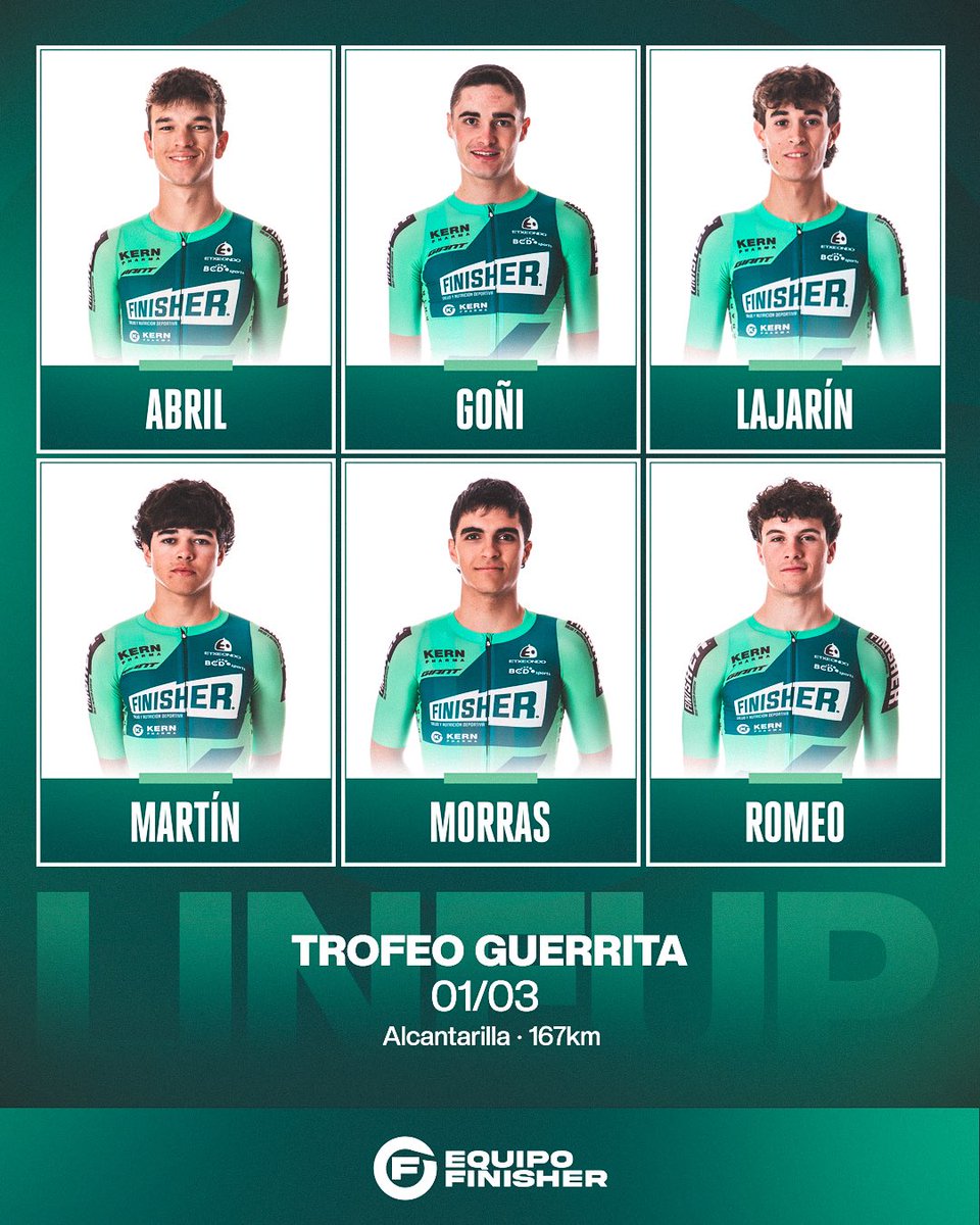 💪🏼 Segunda parada de la #CopaEspañaEliteSub23 en el #TrofeoGuerrita

⚡️ Nuestros seis hombres para hoy 👇🏻

🟢 Alejandro Abril
🟢 Ismael Goñi 
🟢 Luis Alberto Lajarín 
🟢 Raúl Martín 
🟢 Ekai Morras
🟢 Sergio Romeo