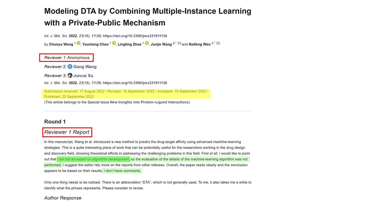 maoviedogarcia's tweet photo. 🚨 #IamNOTanExpert #PeerReviewQuality❓ @IJMS_MDPI
Reviewer 1 Anonymous
“I AM NOT AN EXPERT on algorithm development”
https://t.co/IHg8MH2nfX
This contradicts @MDPIOpenAccess peer review declared policy
https://t.co/5iXqErFO2v (18/8/2022) https://t.co/boM1DDFuwP