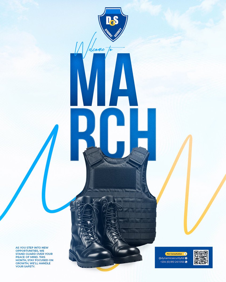 Dynamicgroups01's tweet image. Happy New Month from DSG Security.
Wishing you peace, progress, and protection all through March.
.
.
.
.
.
For consultations: 
☎️ 0802415155 for our security service

#DSGSecurity #securityagency #newmonthnewgoals #March #SecurityServices