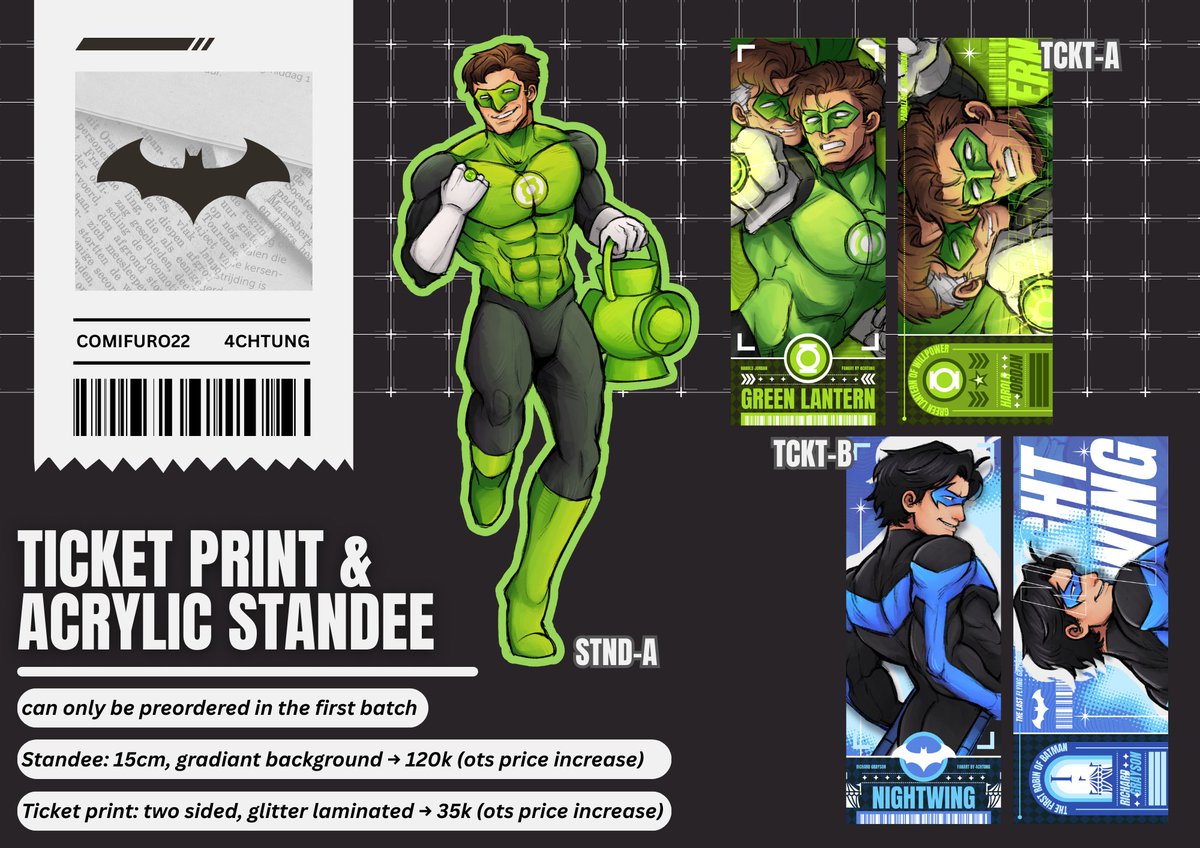 4_chtung's tweet image. + NEW DC COMICS items for my #comifuro22 catalog  ✈️💚

*Preorder ends on 5th MARCH! These items are only available to be pre-ordered in batch one! 

- Hal Jordan ticket print and standee
- Nightwing ticket print 

#cf22 #haljordan #nightwing 

&amp;gt;&amp;gt; International GO update soon &amp;lt;&amp;lt;