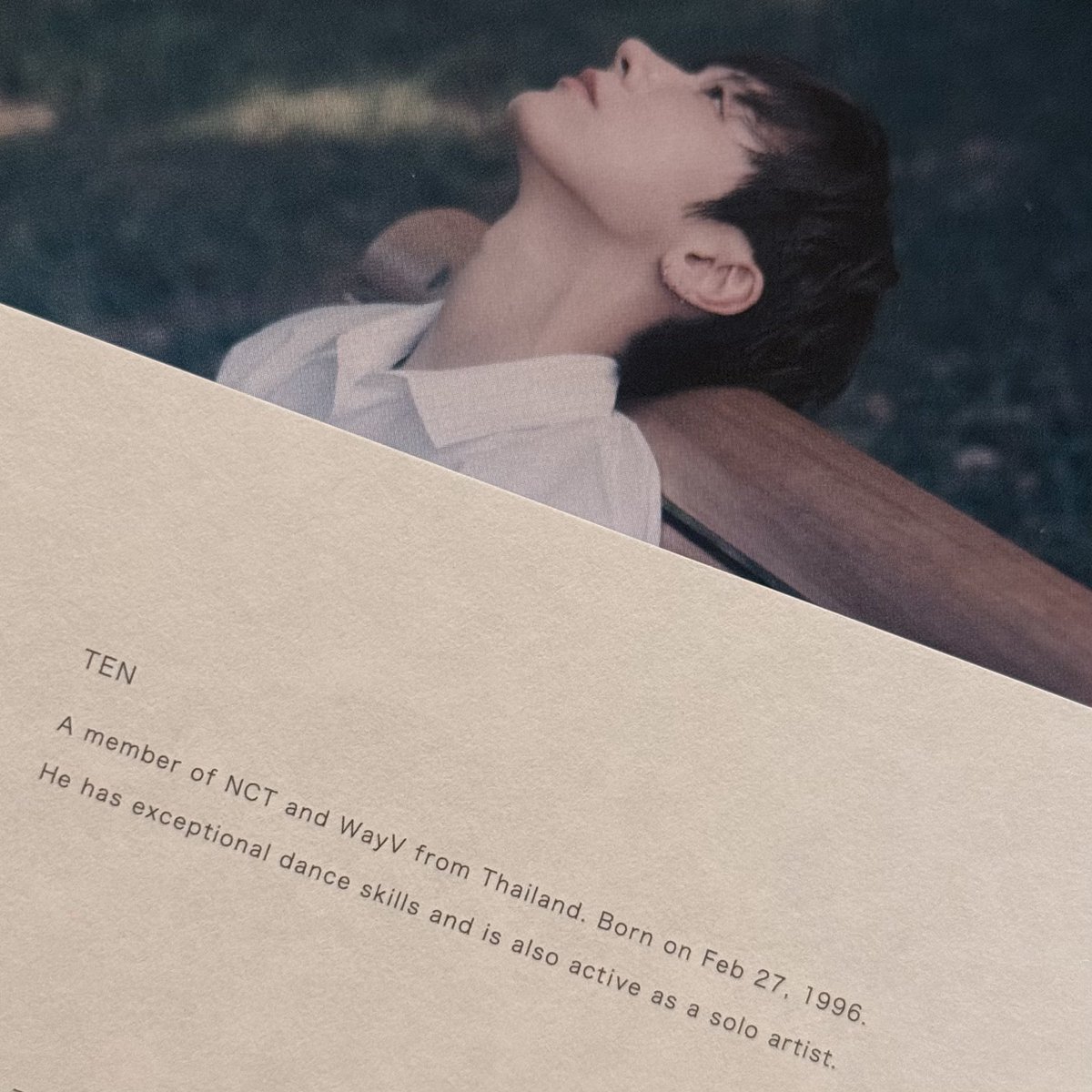 TEN

A member of NCT and WayV from Thailand. Born on Feb 27, 1996.

He has exceptional dance skills and is also active as a solo artist.