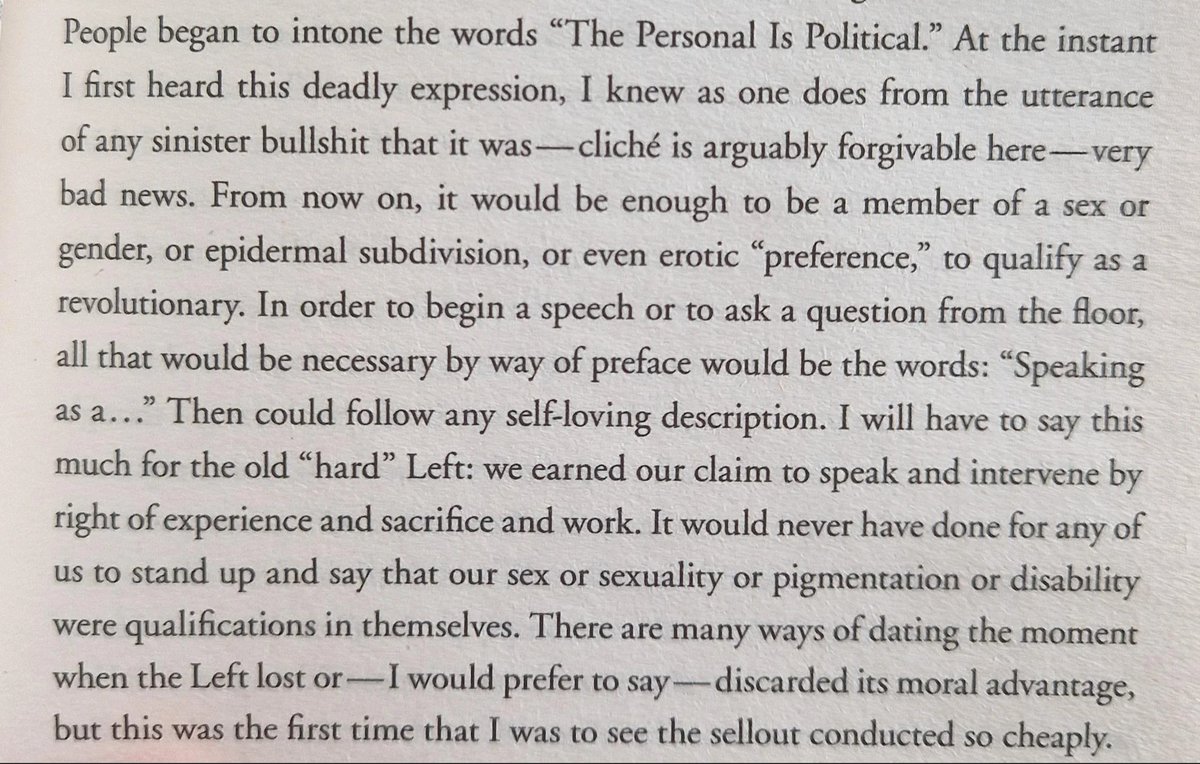 Reminds me of this quote from Hitch 22.