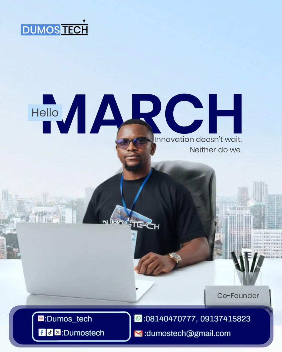 dumostech's tweet photo. Thank you for trusting us as your technology partner. Here's to new ideas, new milestones and greater achievements ahead.
HAPPY NEW MONTH!!

#HappyNewMonth #march #dumostech #dumosteam #techdriven https://t.co/UbYHqPWlko